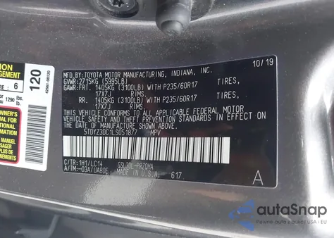 2020 Toyota Sienna Xle from USA, damaged, VIN 5TDYZ3DC1LS051877